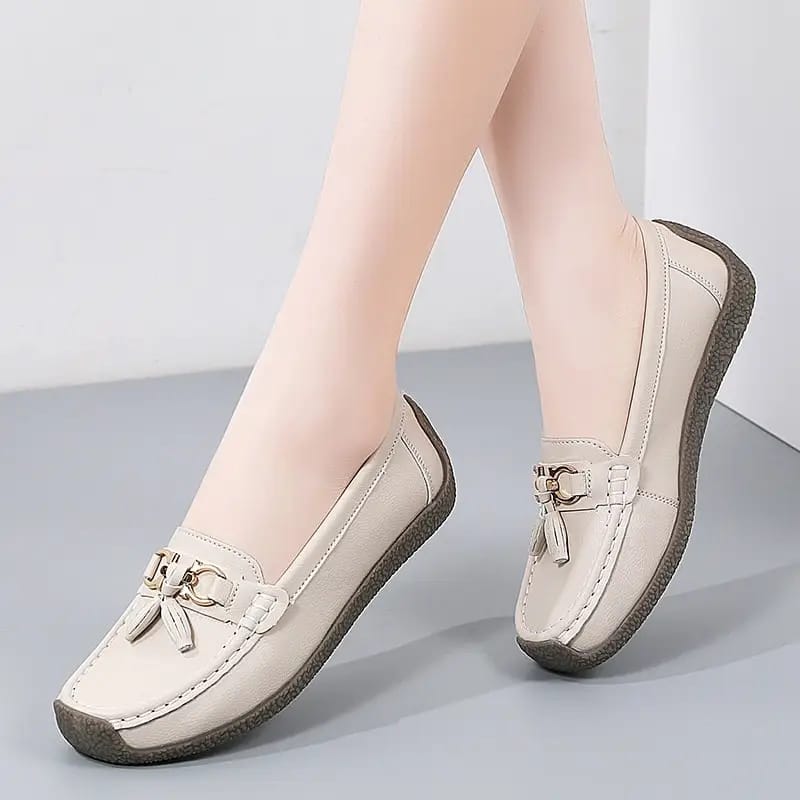 New arrivals high quality pure leather original loafers ladies flat comfy loafer shoes