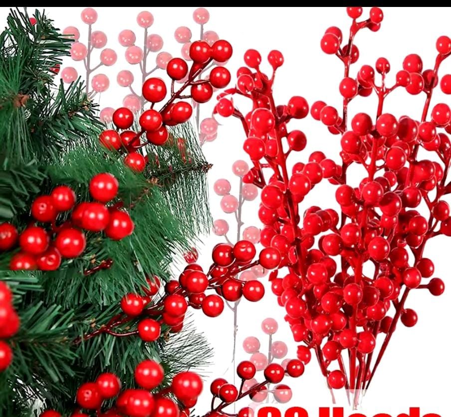 10PCS Artificial Red Berry Stems – Festive Christmas Decoration Set! ❤️🍒Bring a touch of holiday magic to your home with these vibrant red berry branches, perfect for Christmas trees, wreaths, and