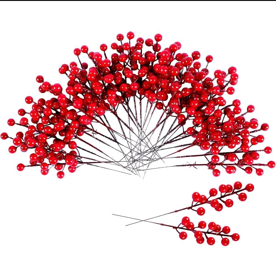 10PCS Artificial Red Berry Stems – Festive Christmas Decoration Set! ❤️🍒Bring a touch of holiday magic to your home with these vibrant red berry branches, perfect for Christmas trees, wreaths, and