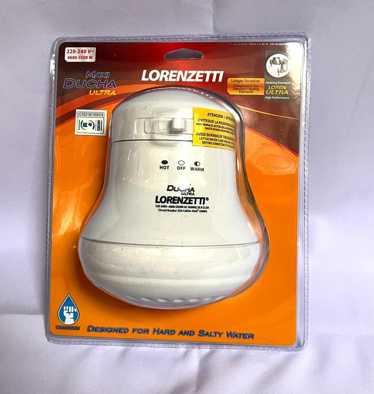 Lorenzetti Maxi Ducha ⚡💥 Ultra Instant Electric Shower Head –🔥 High-Power Water Heater for Hot, Warm & Cold Settings, Designed for Hard and Salty Water (220–240V)💫