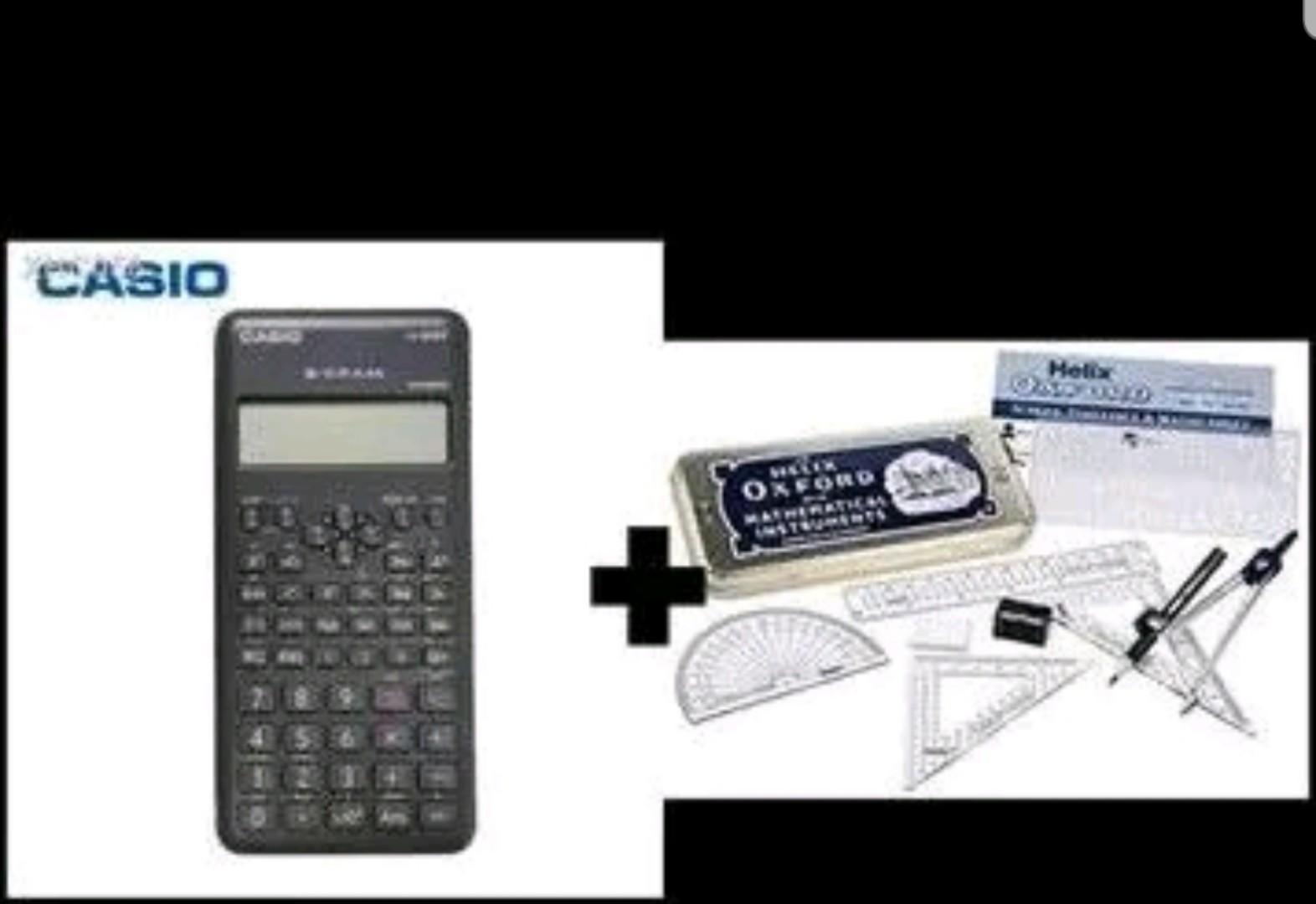 Casio Educational KNEC Approved Calculator Used In Kenya Curriculum Fx-82MS + Free Helix Oxford School Mathematical Set/Geometrical Set