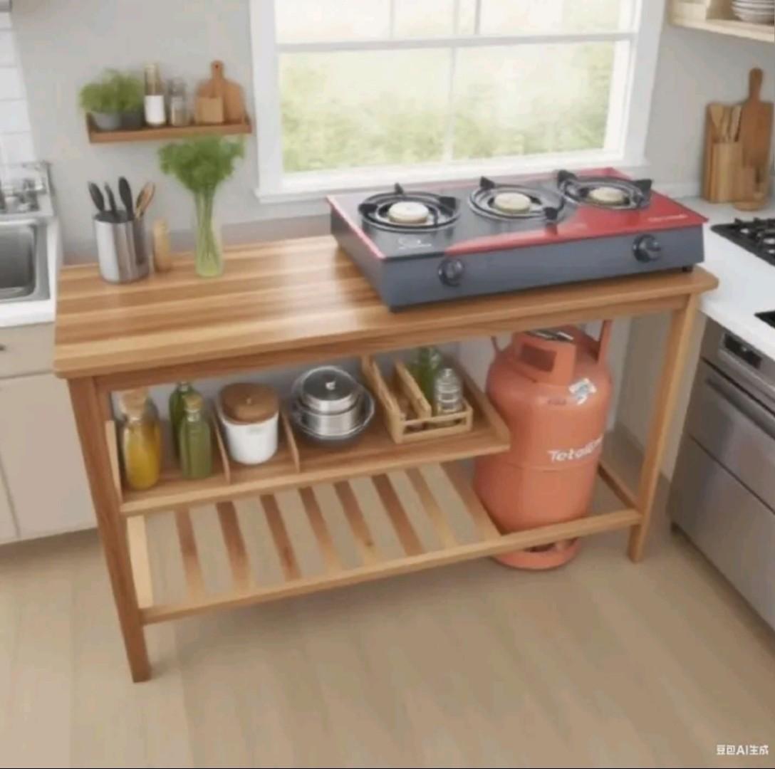 [SUPERIOR QUALITY] EXTRA LARGE Modern strong and classic kitchen table,Wooden strong Kitchen table with racks. as picture