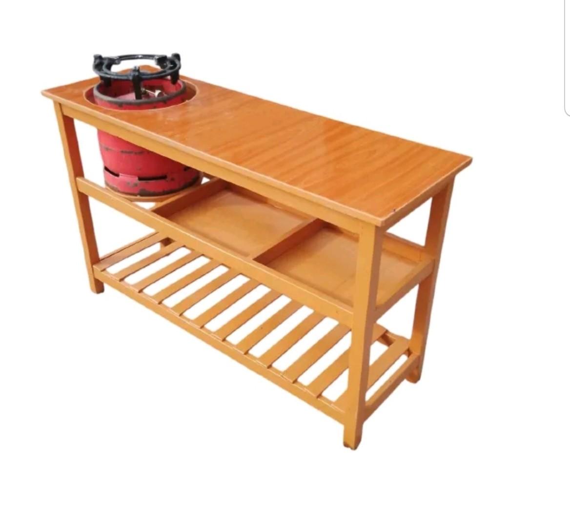 [SUPERIOR QUALITY]  EXTRA LARGE Modern strong and classic kitchen table,Wooden strong Kitchen table with racks. suitable for 6KG cooking Meko.as picture
