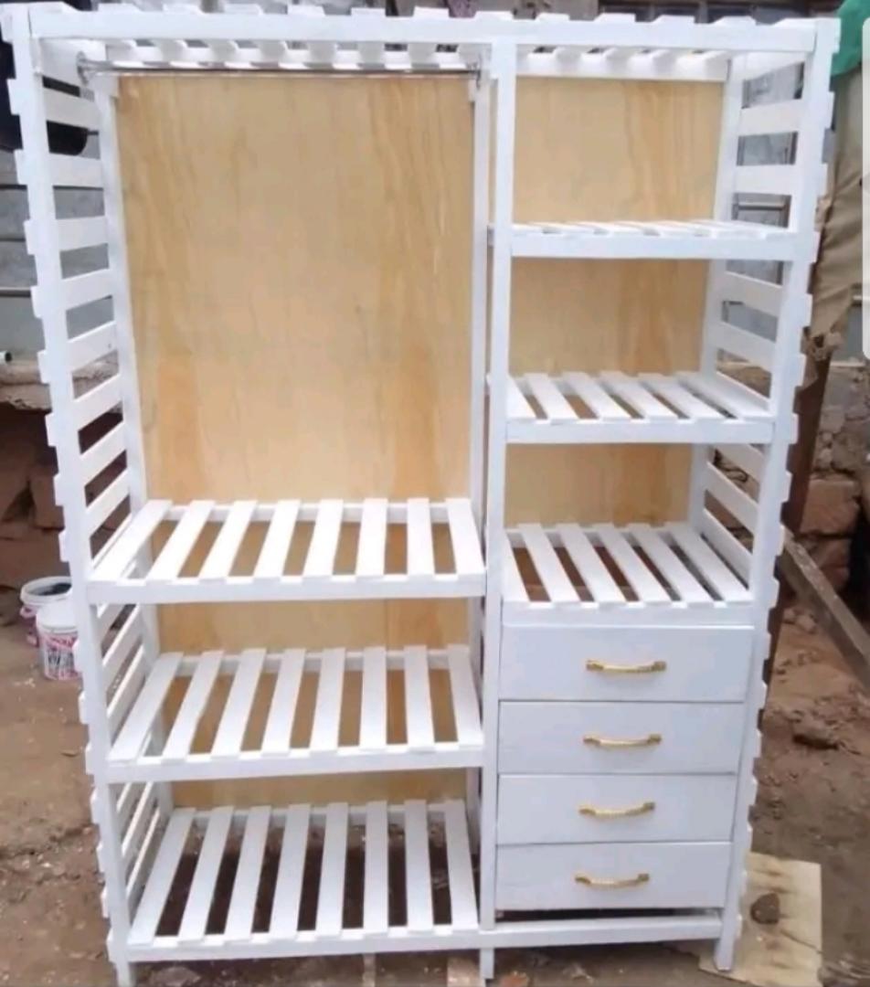 HIGH QUALITY Hommy WOODEN wardrobe large collective locker clothing manager portable wardrobe 4 DRAWERS