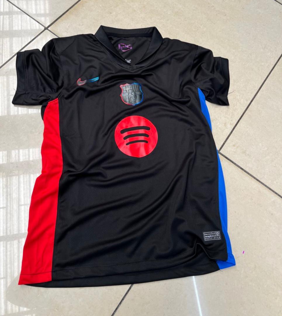 BARCELONA HOME KIT JERSEY 2024/2025 AWAY BLUE BLACK CHAMPIONS   SPOTIFY