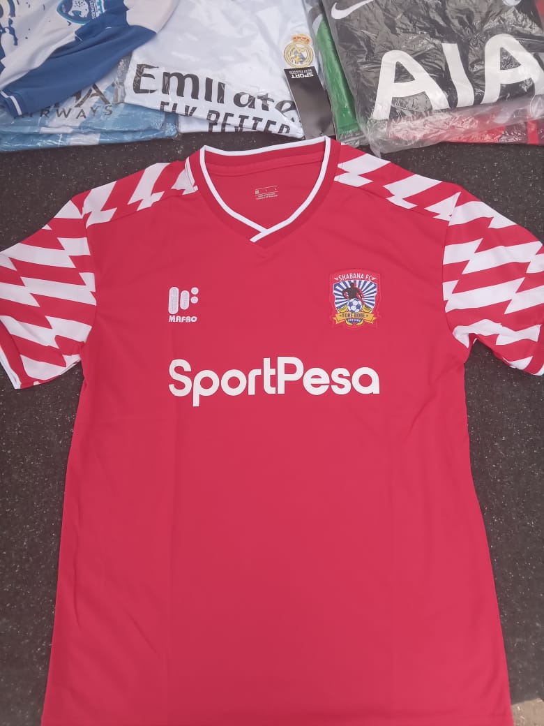 SHABANA FOOTBALL CLUB SPORTPESA PREMIER LEAGUE TORE BOBE KIT/JERSEY 2025/2026 RED /WHITE