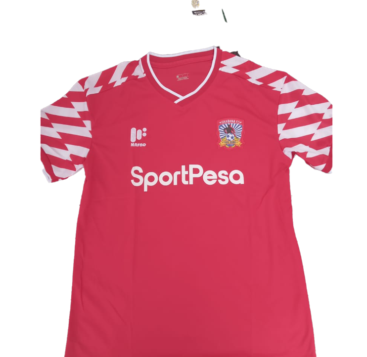 SHABANA FOOTBALL CLUB SPORTPESA PREMIER LEAGUE TORE BOBE KIT/JERSEY 2025/2026 RED /WHITE