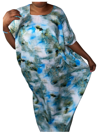 ELEGANT LADIES DERA DRESS WHITE MIXED FLOWERS FLEXIBLE FREE ALL SIZE FIT