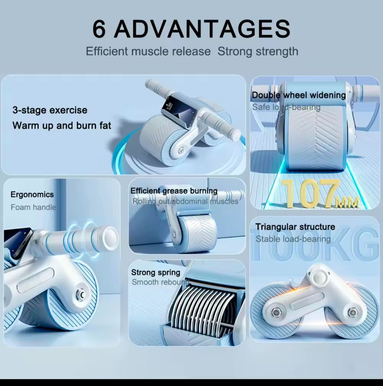 Excellent quality Fitness Ab Roller Coaster Wheel Automatic Rebound Belly Wheel Gym Fitness Double-Wheeled Core Roller Wheel For Belly Exercise