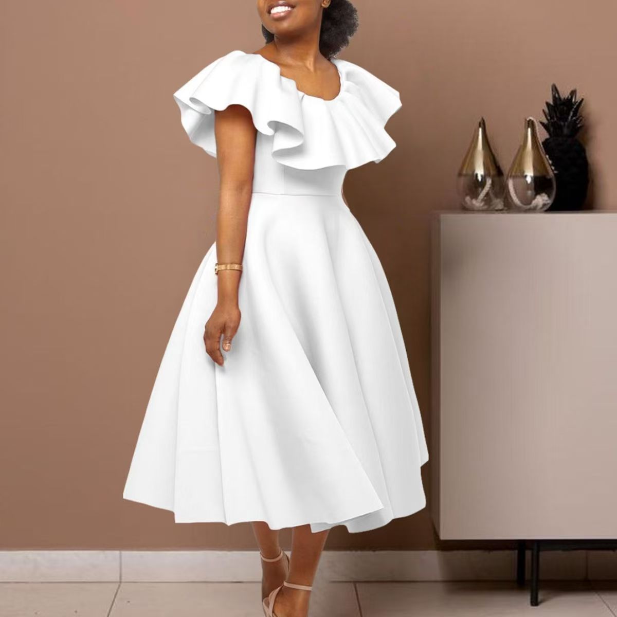 Temperament Ruffle Party Evening Dress