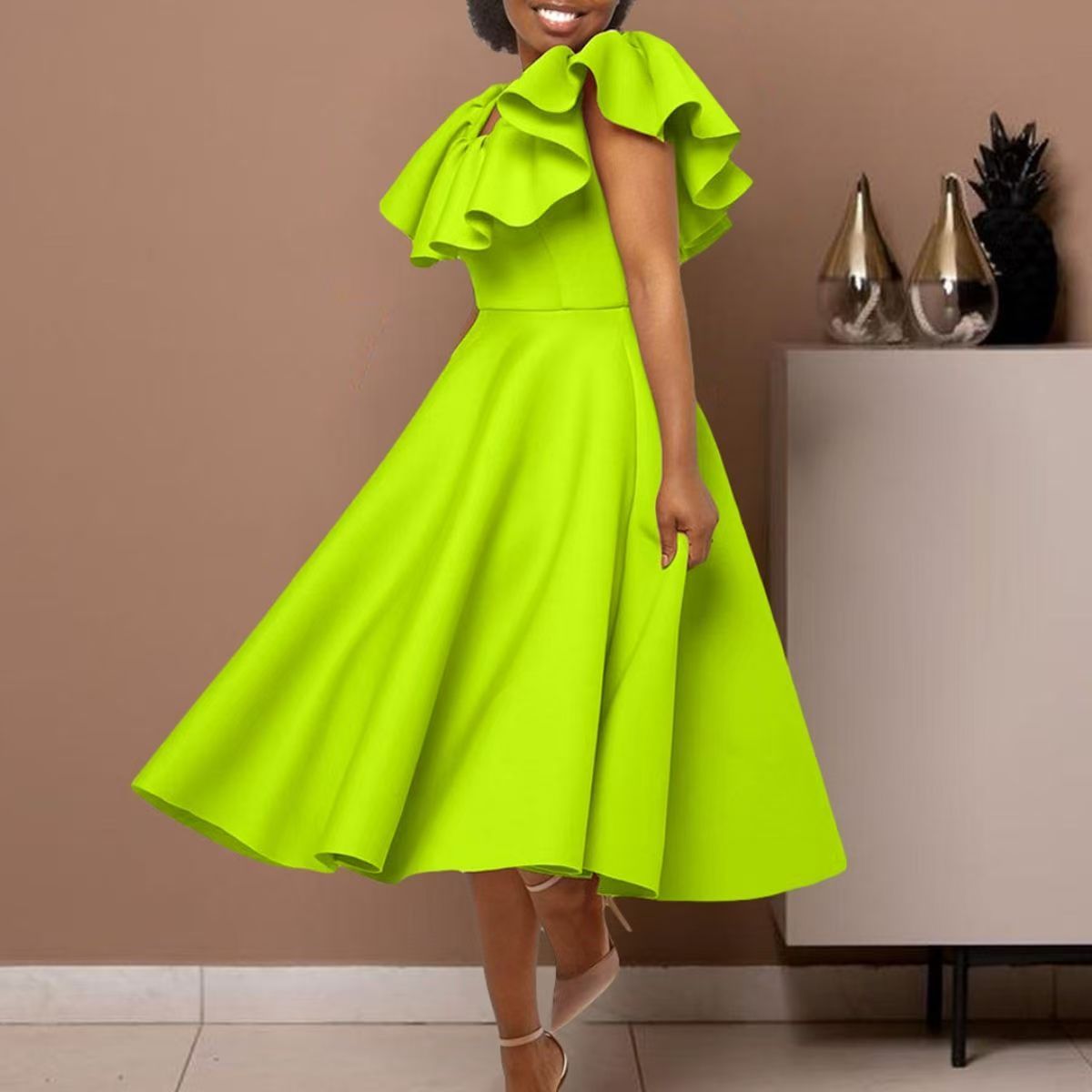 Temperament Ruffle Party Evening Dress