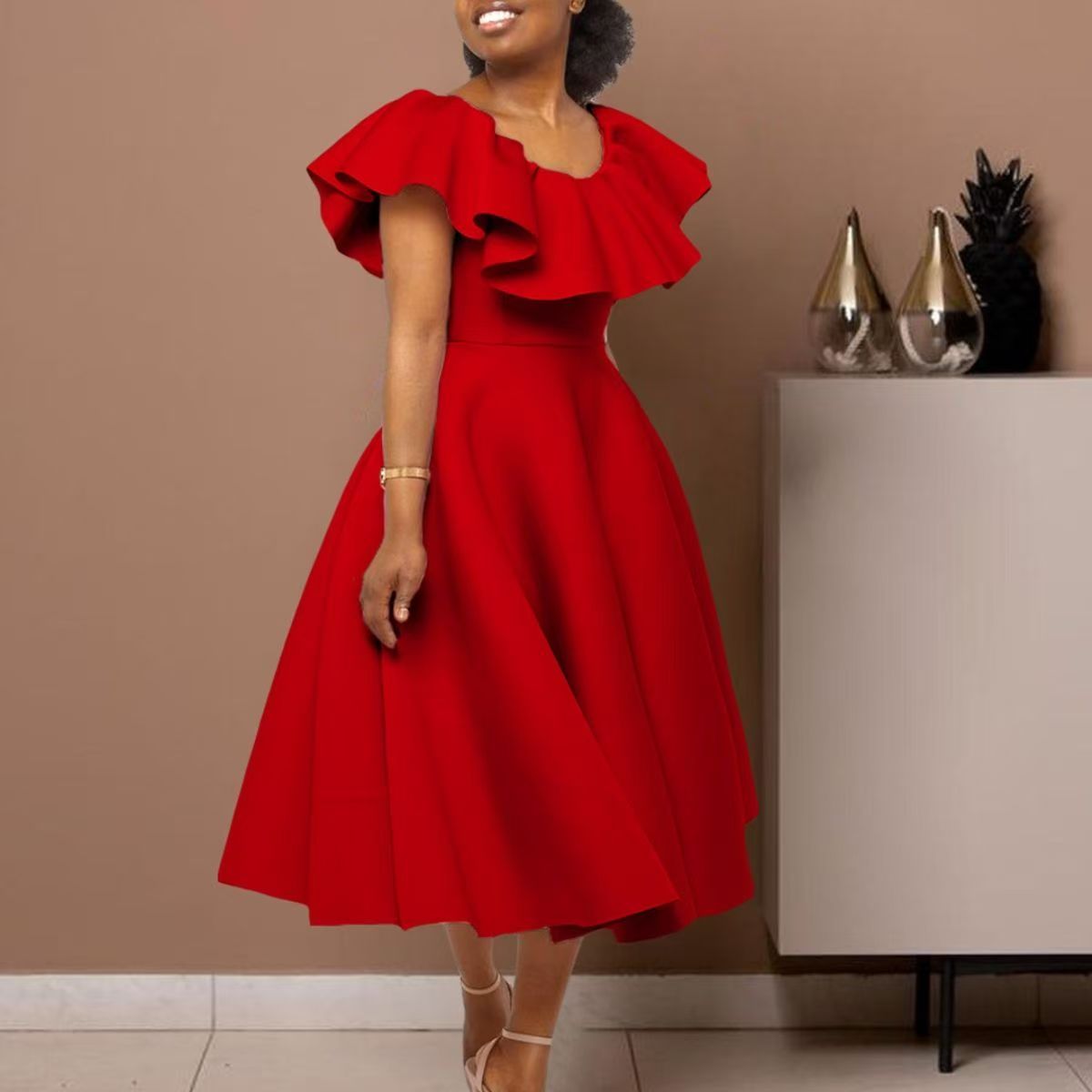 Temperament Ruffle Party Evening Dress