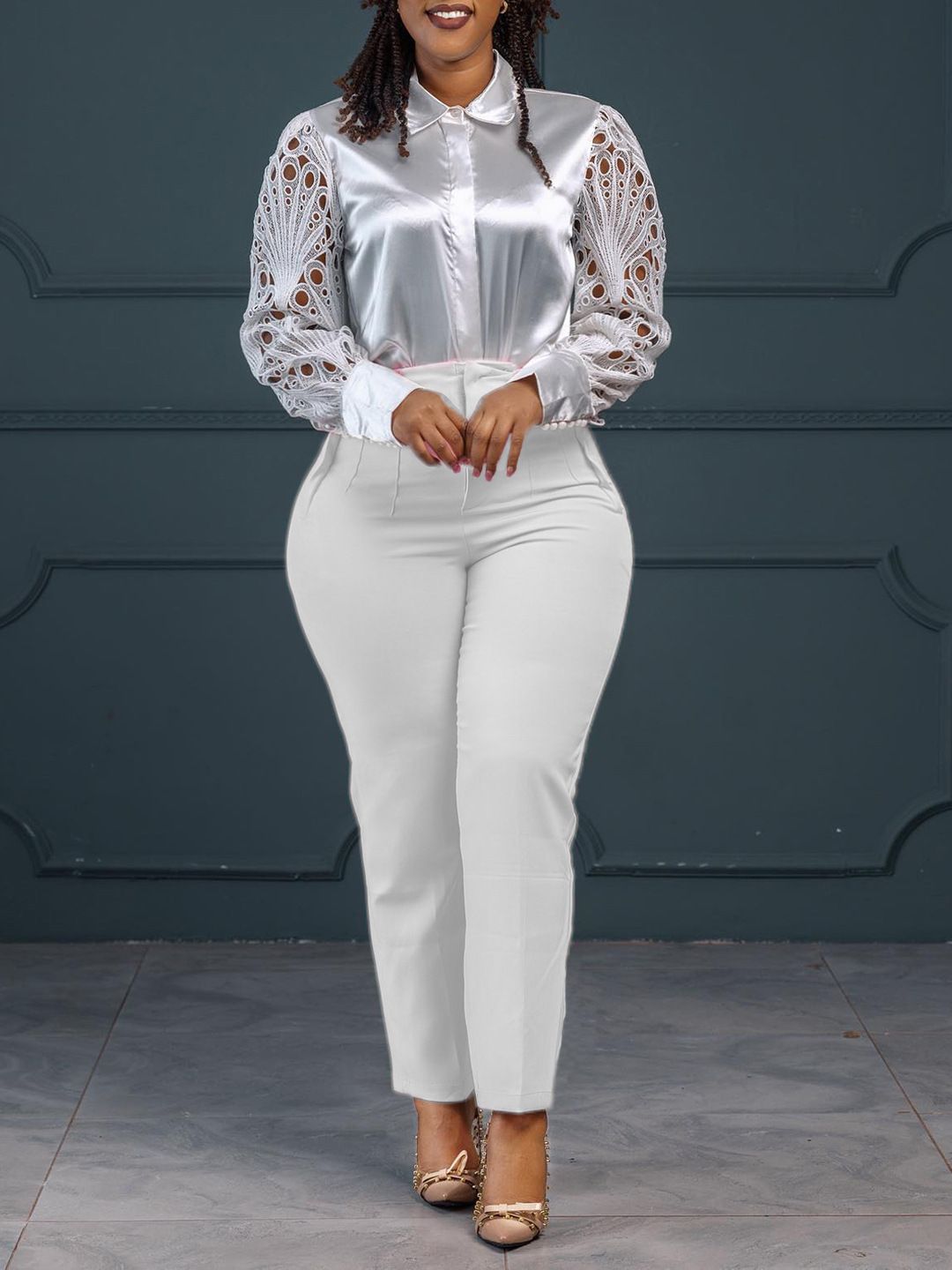 Women's Spring High Waist Tight Nine Minute Commuting Casual Professional Solid Color Western Pants Casual Pants