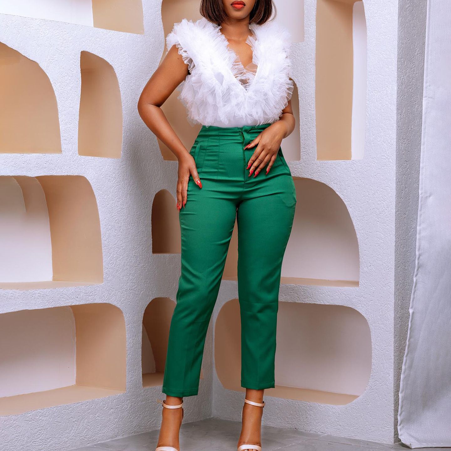 Women's Spring High Waist Tight Nine Minute Commuting Casual Professional Solid Color Western Pants Casual Pants