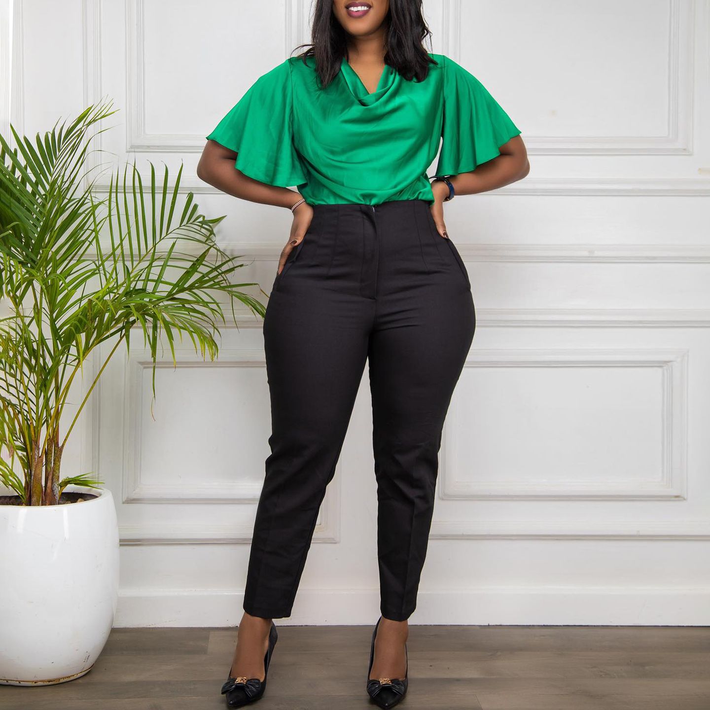 Women's Spring High Waist Tight Nine Minute Commuting Casual Professional Solid Color Western Pants Casual Pants
