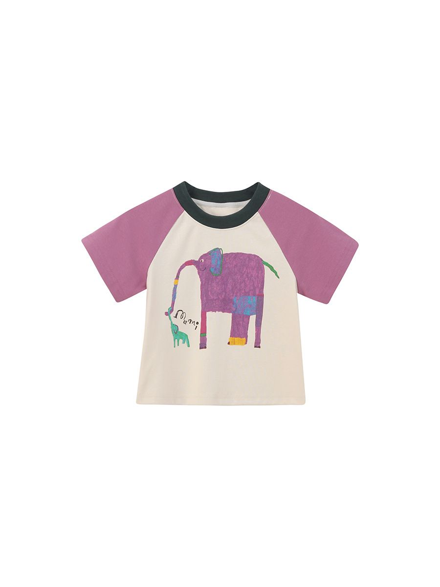 Girls' short sleeved T-shirt summer outfit 2025 new loose cartoon top, little girls' stylish children's base shirt