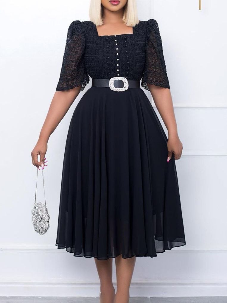 Gift Belt 2025 New Fashionable Splicing Chiffon Nail Bead Celebrity Dress
