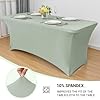 2PC Sage Green Tablecloth - 6ft Rectangle Spandex Table Cover for Party, Events, Banquets & Weddings, Machine Washble