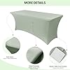 2PC Sage Green Tablecloth - 6ft Rectangle Spandex Table Cover for Party, Events, Banquets & Weddings, Machine Washble