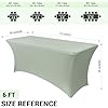 2PC Sage Green Tablecloth - 6ft Rectangle Spandex Table Cover for Party, Events, Banquets & Weddings, Machine Washble