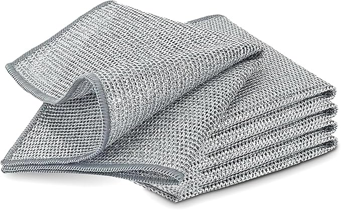 5pcs，Multifunctional Non-Scratch Wire Dishcloth 2025 Upgraded Steel Wire Dish Towel for Wet and Dry Wire Dishcloth for Dishes Sinks Counters Tops of Stoves