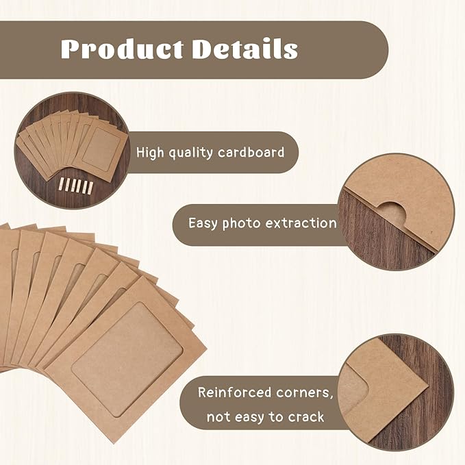 10 Pcs Paper Picture Frames, Paper Photo Frame Cardboard Photo Frames with Clips and Strings DIY Clip Hanging Photos Display Holders for Home, Classroom, Office, Wedding(Gray)
