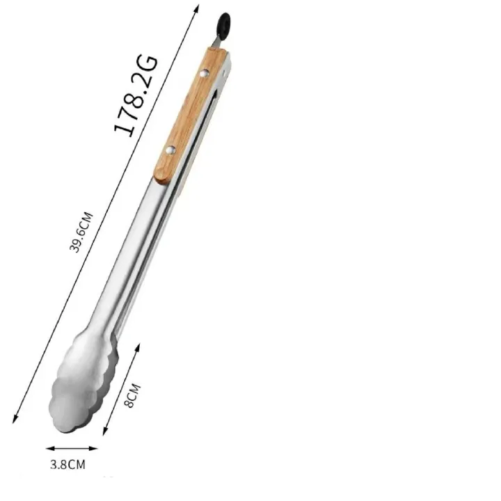 Large clips，Premium metal kitchen tongs for cooking - heat-resistant stainless steel tongs with comfortable wooden handles - perfect for grilling, salads, toaster, cooking,