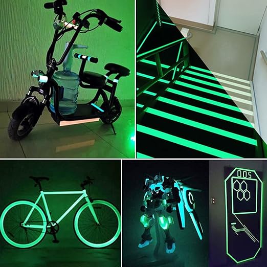 Glow in The Dark Tape, 10 ft x 0.03inch High Luminance Photoluminescent Tape, Bright for Black Rooms and Dark Areas, Luminous Tape Sticker, Safety Use to Mark Stairs, Walls, Steps, Railings, Exits