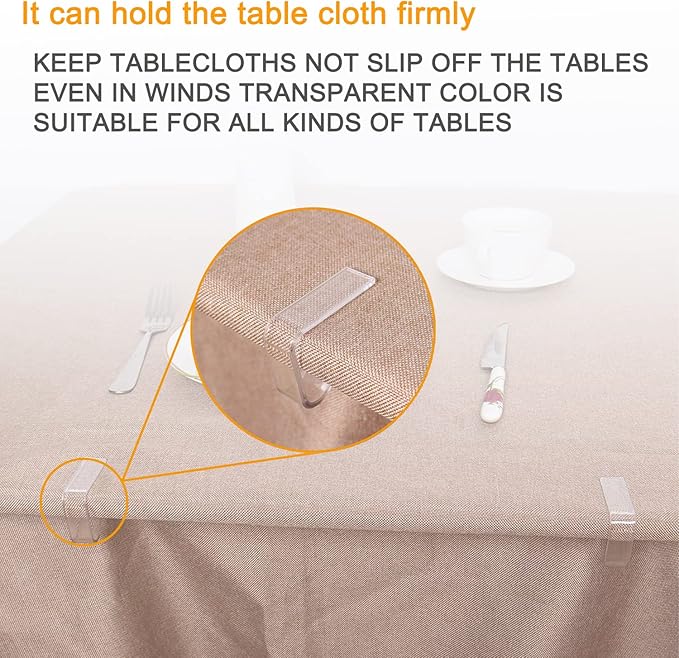 8pcs，Transparent Clear Tablecloth Clips, Plastic Table Cloth Clips，Windproof Table Cover Holder Clamps，Table Cloth Holder for Christmas Home Wedding Party Indoor Outdoor Camping Picnic