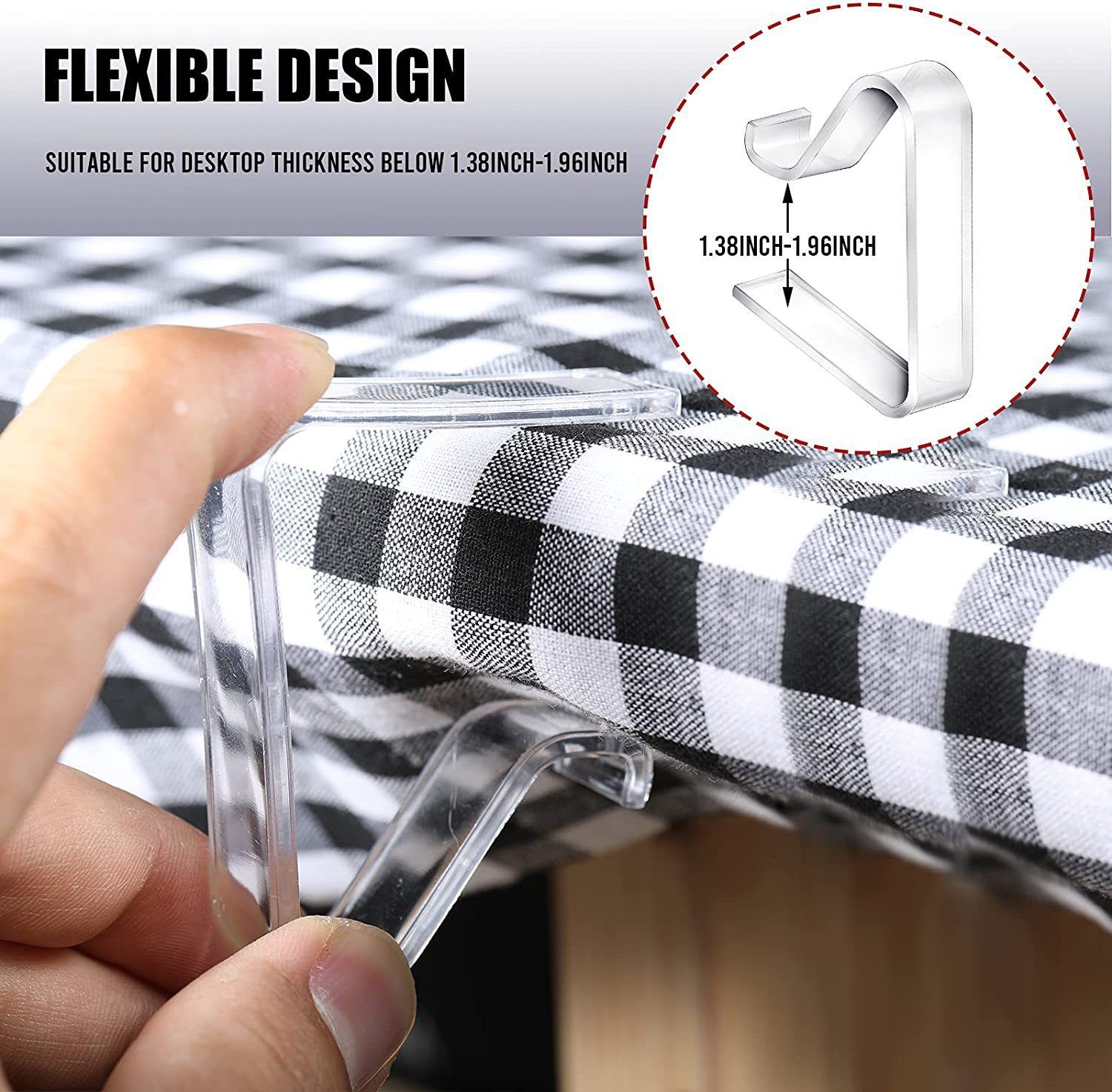 8pcs，Transparent Clear Tablecloth Clips, Plastic Table Cloth Clips，Windproof Table Cover Holder Clamps，Table Cloth Holder for Christmas Home Wedding Party Indoor Outdoor Camping Picnic