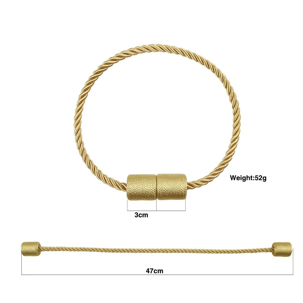 2 Pack Beige Strong Magnetic Curtain Tiebacks Outdoor Elegant Decorative Tie Backs Modern Rope Tiebacks for Drapes Window Curtain Holdbacks for Draperies
