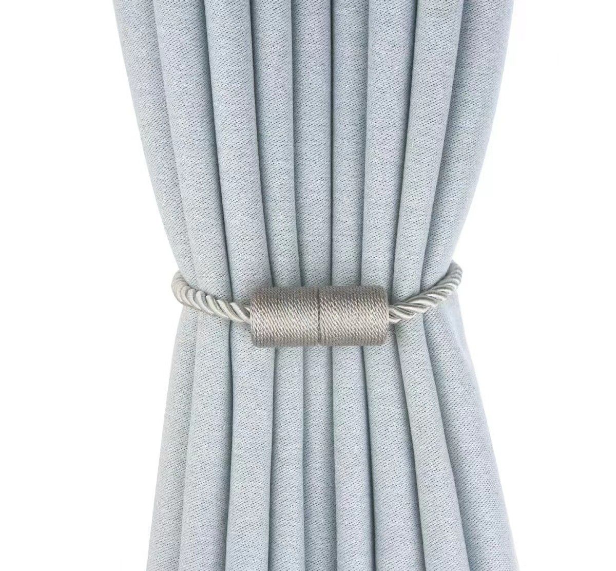 2 Pack Beige Strong Magnetic Curtain Tiebacks Outdoor Elegant Decorative Tie Backs Modern Rope Tiebacks for Drapes Window Curtain Holdbacks for Draperies