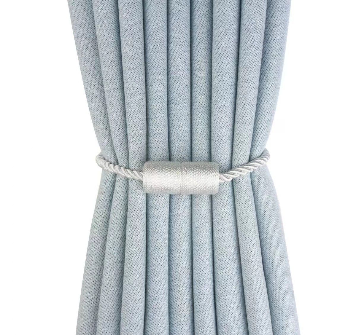2 Pack Beige Strong Magnetic Curtain Tiebacks Outdoor Elegant Decorative Tie Backs Modern Rope Tiebacks for Drapes Window Curtain Holdbacks for Draperies