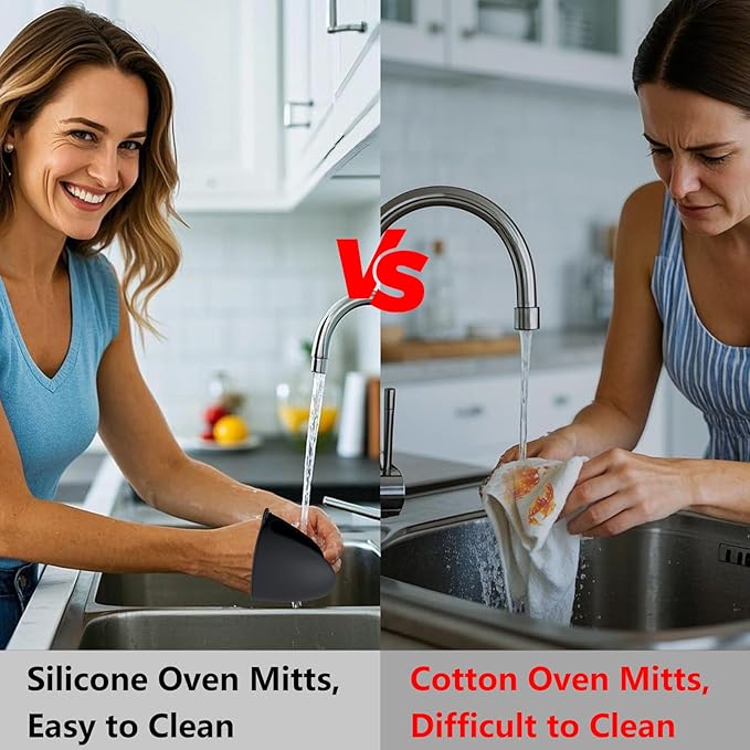 2pcs,Silicone Oven Gloves Heat Resistant Hot Pot Grill Set Kitchen - Mini Oven Gloves Silicone Rubber Gloves Small Cooking & Baking Pot Clamp Grip