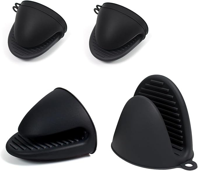 2pcs,Silicone Oven Gloves Heat Resistant Hot Pot Grill Set Kitchen - Mini Oven Gloves Silicone Rubber Gloves Small Cooking & Baking Pot Clamp Grip