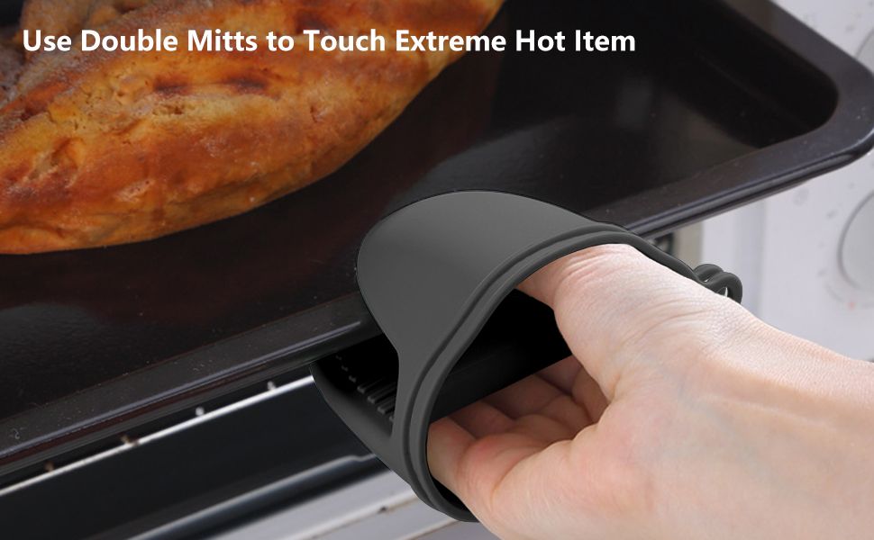 2pcs,Silicone Oven Gloves Heat Resistant Hot Pot Grill Set Kitchen - Mini Oven Gloves Silicone Rubber Gloves Small Cooking & Baking Pot Clamp Grip