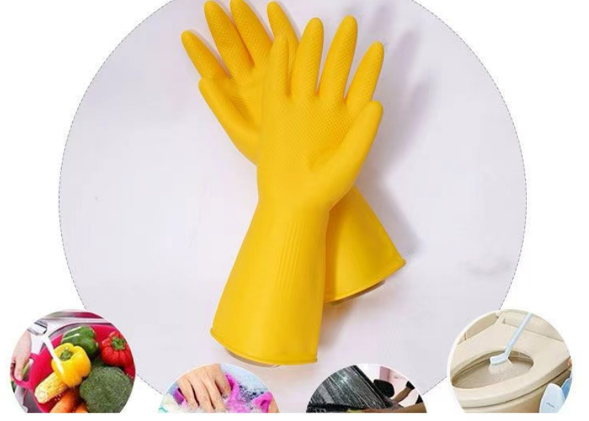 Latex Dishwashing Gloves Women's Waterproof Household Kitchen Washing Bowl Washing Clothes Vegetable Cleaning Household
