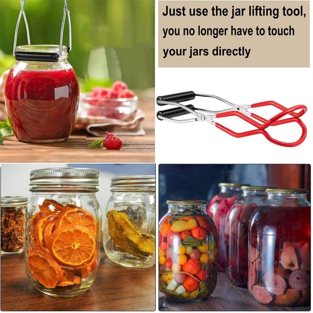 Can Jar Lifter, Stainless Steel Jar Lifter with Rubber Handle - Sliding Wide Mouth Clamp for Kitchen Dining Room