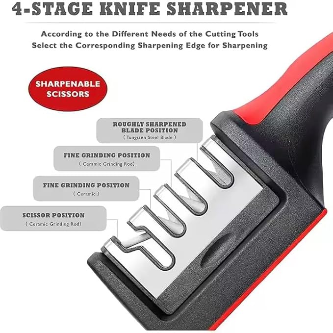 Professional 4-in-1 Kitchen Knife Sharpener – Best Professional 4-Stage Tool Kit for Razor Sharp Knives | Highest-Rated, Top Ten Smart Sharpener Gadget for Safe, Easy, Precision Sharpening