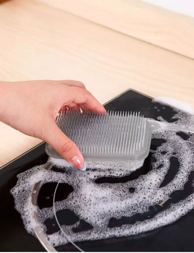 Kitchen double-sided brush, household potato cleaning brush, fruit and vegetable silicone sponge brush, vegetable washing brush, dish washing brush, sink brush