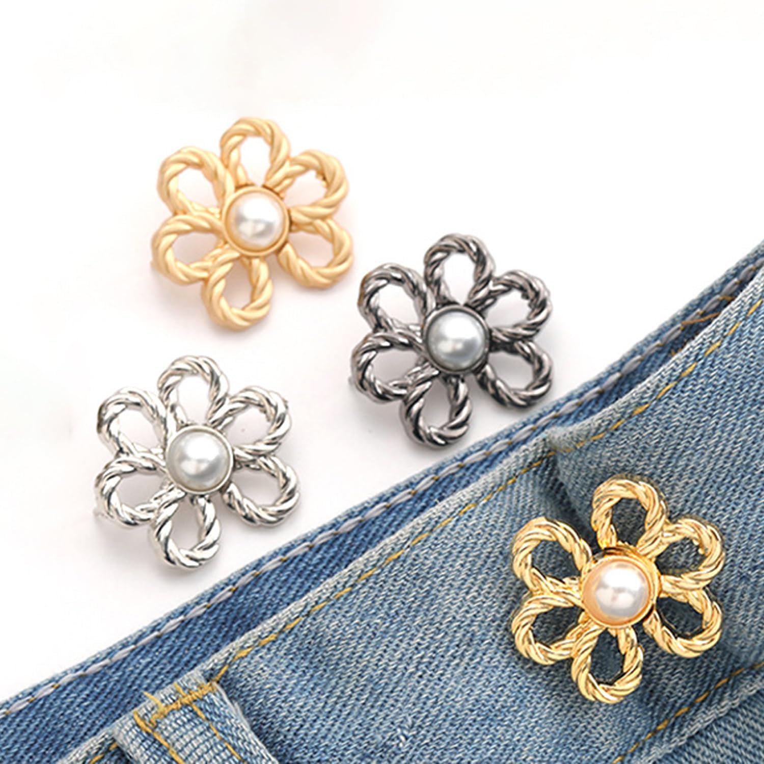 8PCS Pant Waist Tightener, Adjustable Waist Buckle Sets No Sew and No Tools Detachable Decorative Buckles,for Loose Jeans Jackets Coats Shirts