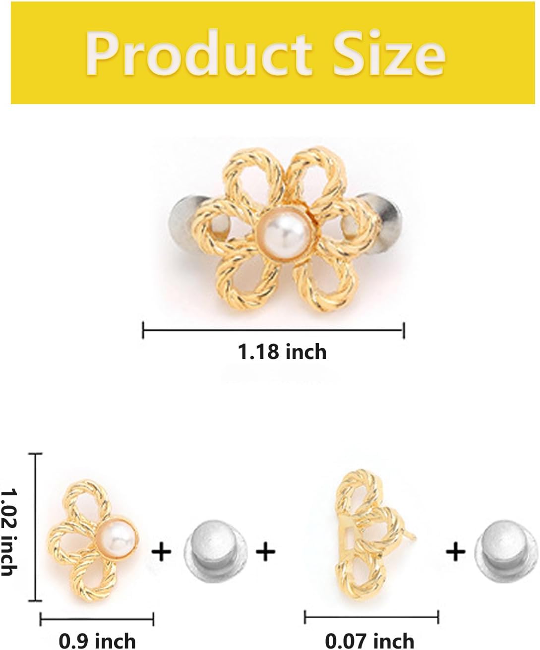8PCS Pant Waist Tightener, Adjustable Waist Buckle Sets No Sew and No Tools Detachable Decorative Buckles,for Loose Jeans Jackets Coats Shirts