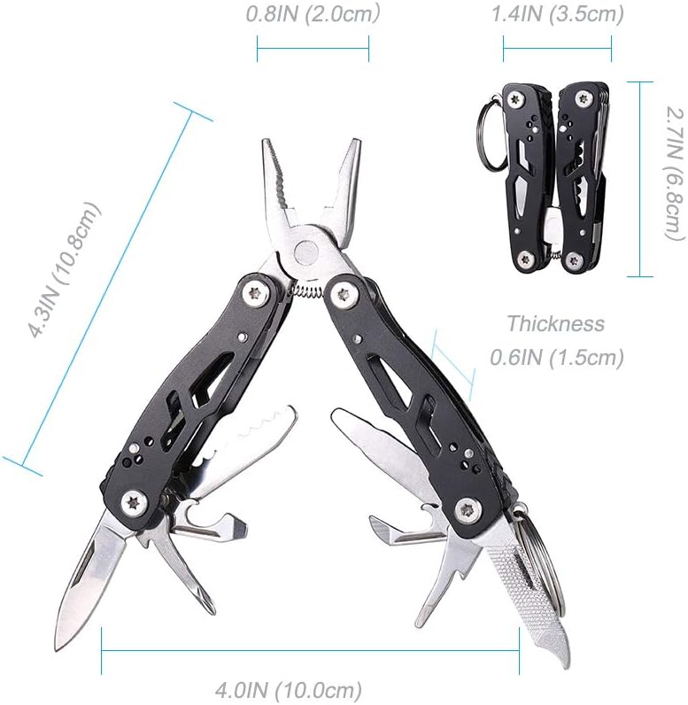 MINI Multitool Pliers, Birthday Christmas Gifts for Men Boyfriend Dad Husband Women, Pocket Knife 14-In-1, Rugged and Practical Portable Computer and Bike Gadgets, Black Camping and Survival Tools