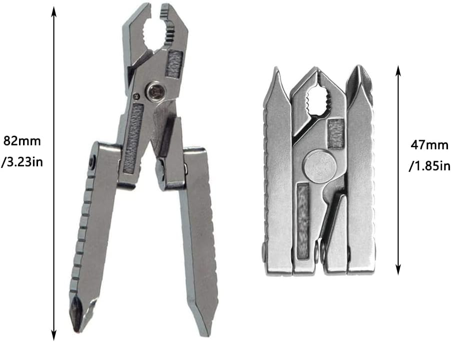 Foldable Pocket EDC Tool, Combination Pliers Screwdriver Tool, Stainless Steel Outdoor Camping Fishing Gadgets Silver