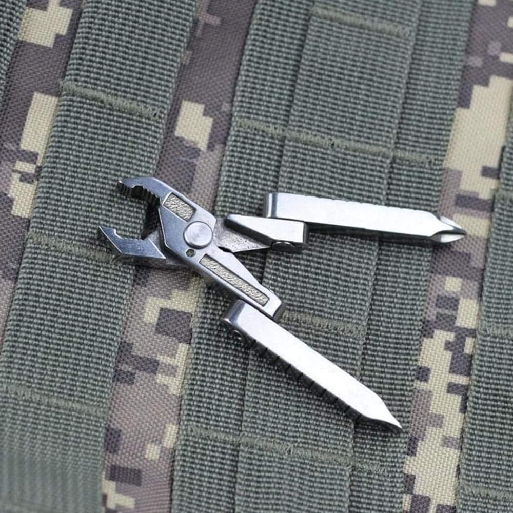 Foldable Pocket EDC Tool, Combination Pliers Screwdriver Tool, Stainless Steel Outdoor Camping Fishing Gadgets Silver