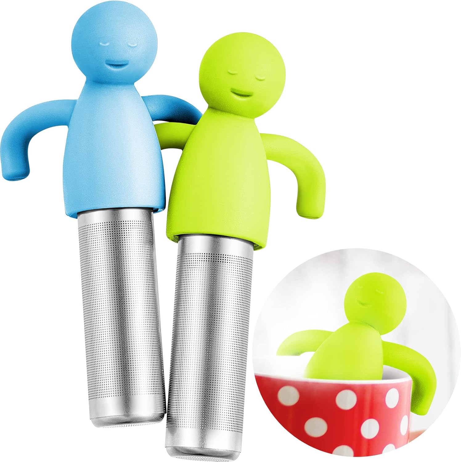 2 Pieces Tea Infuser for Loose Tea Cute Fine Mesh Tea Strainer Stainless Steel Tea Filter Ball Tea Diffuser Steeper for Teacups Teapots