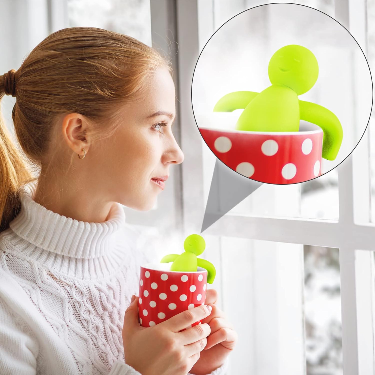 2 Pieces Tea Infuser for Loose Tea Cute Fine Mesh Tea Strainer Stainless Steel Tea Filter Ball Tea Diffuser Steeper for Teacups Teapots