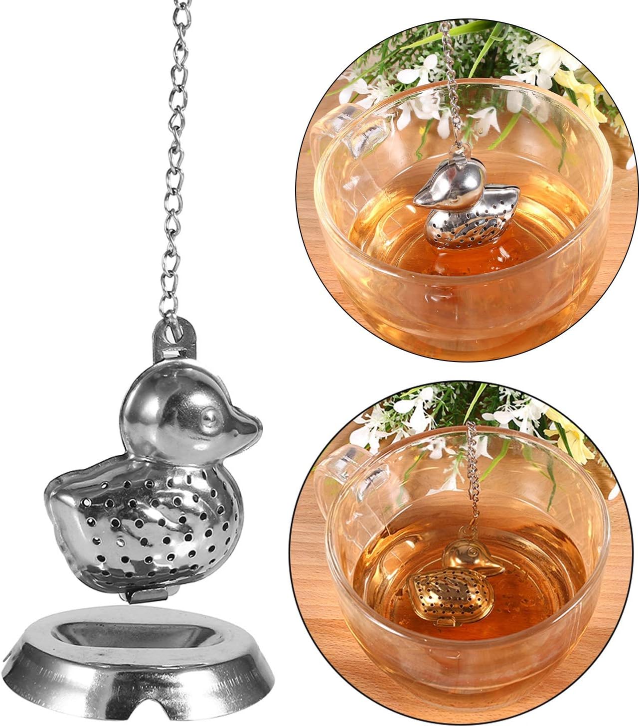 Tea Strainer, Stainless Steel Tea Infuser with Chain, Teapot Shape Loose Tea Filter, for Tea, Coffee Beans, Soup Seasoning