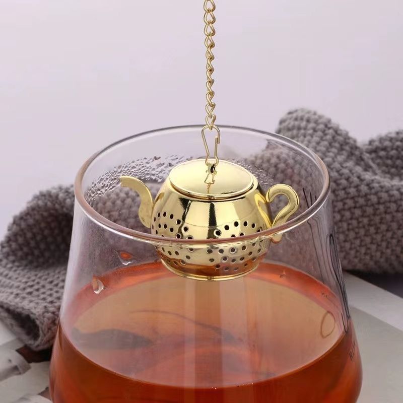 Tea Strainer, Stainless Steel Tea Infuser with Chain, Teapot Shape Loose Tea Filter, for Tea, Coffee Beans, Soup Seasoning