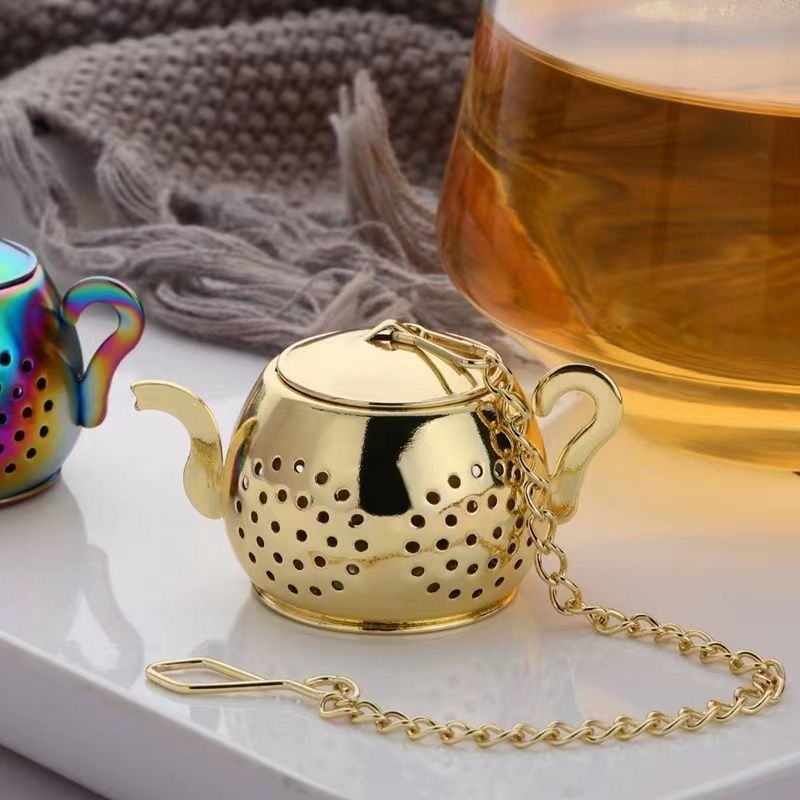 Tea Strainer, Stainless Steel Tea Infuser with Chain, Teapot Shape Loose Tea Filter, for Tea, Coffee Beans, Soup Seasoning